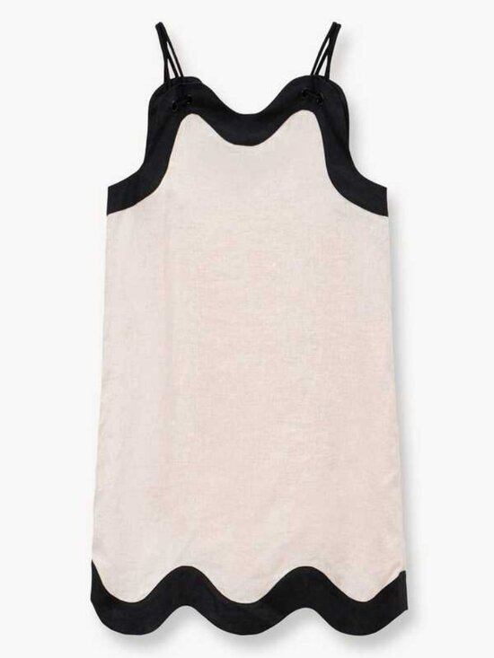 STAUD Dresses & Skirts - STAUD Renata Two-Toned, Scalloped, Linen Dress- Small. NWT
